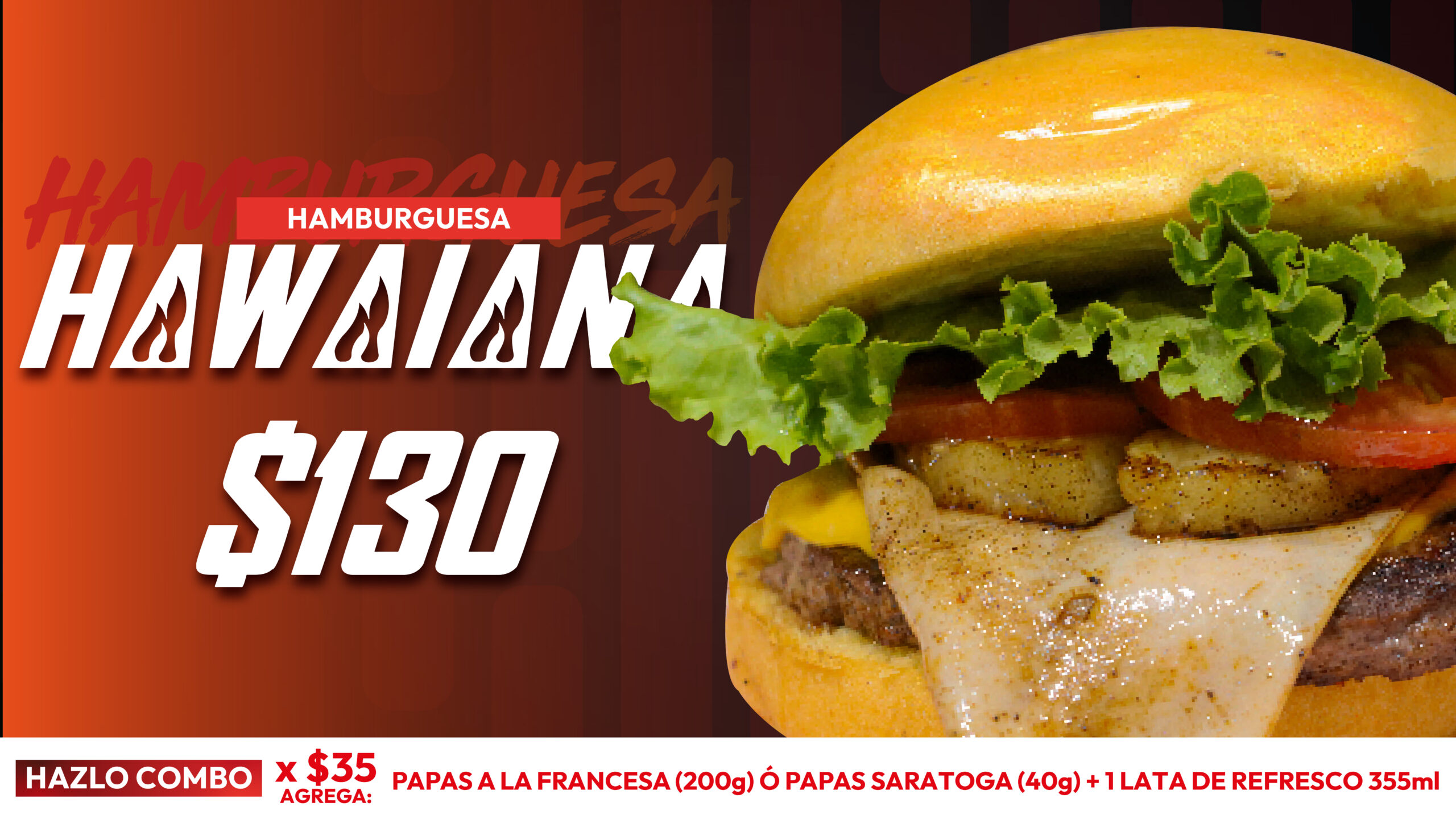 Hamburguesa hawaiana de jumpin